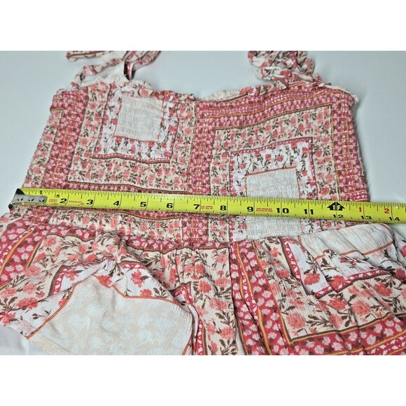 American Eagle Patchwork Printed Floral Smocked Tiered Mini Dress sz MED Boho - Picture 9 of 10